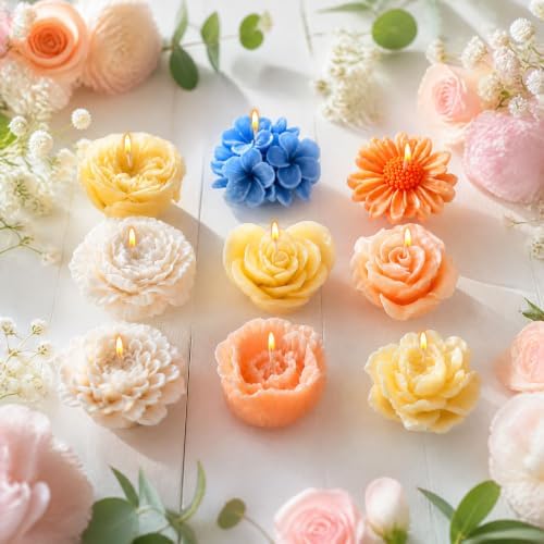 9 Pcs Flower Molds Silicone Candle Molds for Candle Making
