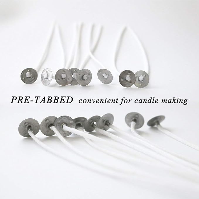 EricX Light 100 Piece Natural Candle Wick, Low Smoke 6" Pre-Waxed & 100% Natural Cotton Core,For Candle Making,Candle DIY