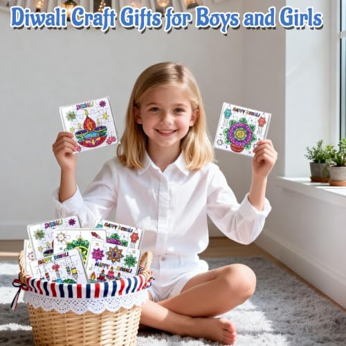 Diwali Crafts & Party Favors for Kids Bulk, Rangoli Art Activity DIY Puzzle
