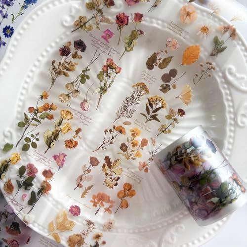 PET Tape Stickers for Journaling Supplies,Flowers Stickers for Scrapbooking