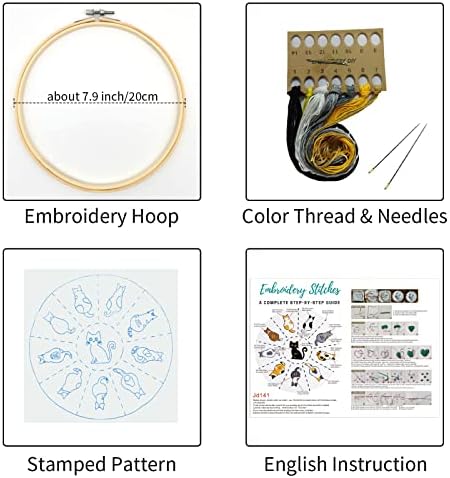 Louise Maelys Cute Cat Embroidery Kit for Beginners DIY Gift Craft