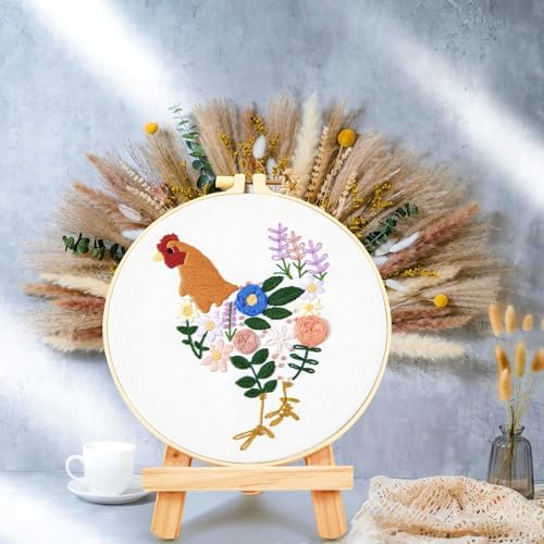 Crafmanoe Hand Embroidery Kits for Beginners Adults, Floral Stamped Cross Stitch Kits for Beginners Adults, Funny Embroidery Set Needlepoint Starter Kits, Embroidery Hoops, Fabric and Video Tutorial