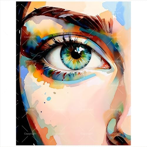 Colorful Eye Paint by Numbers Kit for Adults - DIY Abstract Portrait Painting on Canvas 16x20 Inches, Acrylic Paint Set, Suitable for Beginners, Vibrant Art Kit for Home Decoration or Gifts.
