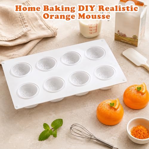 3D Orange Mold, 8 Cavity Citrus Silicone Mold, Fruit Shaped Baking Mold