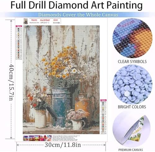 Rustic Flowers Daisy Diamond Art Kits for Adults Diamond Painting Kits