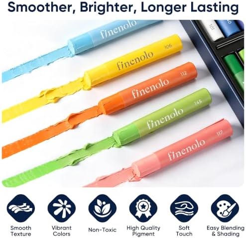 finenolo 48 Colors Oil Pastels, Rich Pigment with 4 Extra White