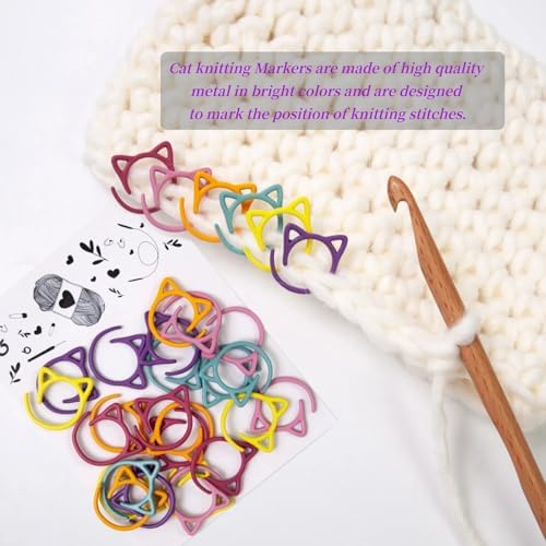 Cat Stitch Markers for Crocheting,Crochet Stitch Markers Cat Metal Stitch Markers Multicolor Knitting Stitch Markers Crochet Markers Ring