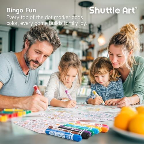 Shuttle Art 100 Pack Dot Markers, 10 Colors x 10 Sets Washable Bingo Daubers, Fun Art Supplies for Kids and Preschoolers, Non Toxic Water-Based