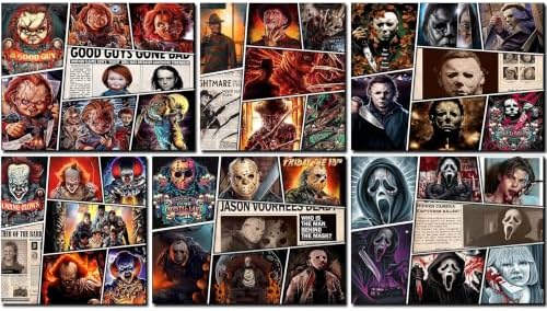 6 Pack Horror Diamond Art Kits for Adults,Diamond Painting Kit for Beginner