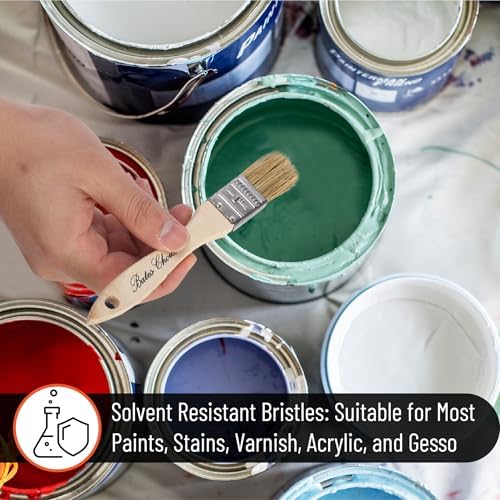 Bates- Chip Paint Brushes for Painting, 1 Inch, 24 Pack, Wood Handle, Natural Bristle Paint Brush