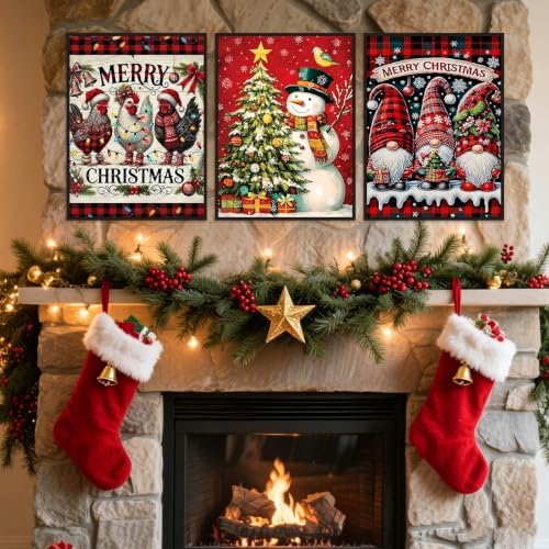 WNPOKN 3Pcs Christmas Snowman Diamond Art Kits for Adults 12 x 16inch