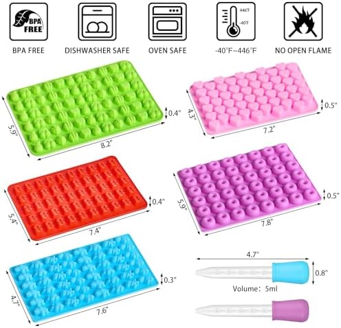 Mini Gummy Candy Silicone Molds, 5 Pcs