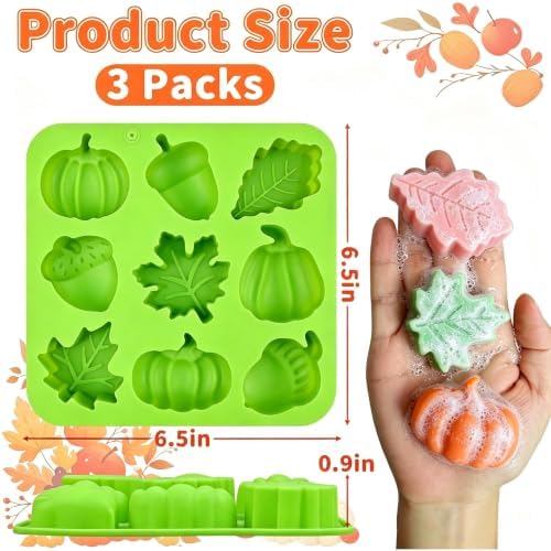 Fall Silicone Molds, Autumn Molds 3 Pack Silicone Pumpkin Thanksgiving Mold