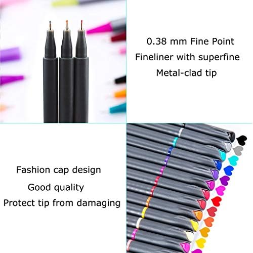 iBayam Fine Tip Pens, Micron Point 0.38mm, 24 Count, Note-Taking Journaling