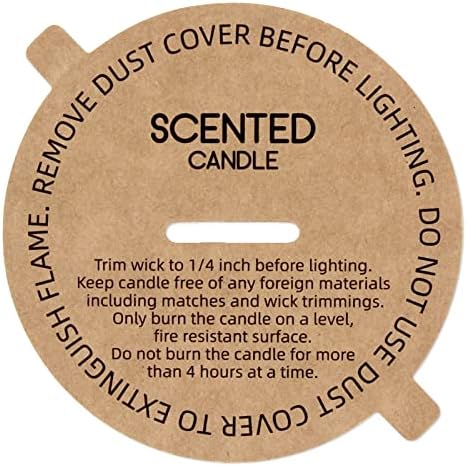 CandMak Candle Dust Covers, 160pcs Printed Kraft Card Candle Dust Lid with Pull Tab for Candle Making (3.25")