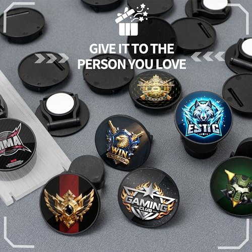 AOUXSEEM 20 Sets Phone Grip Sublimation Blanks, PVC Material Vibrant Colors for Heat Press Project, DIY Unique 360° Rotation Cell Phone Holder Finger Ring Kickstand Gifts (Black)