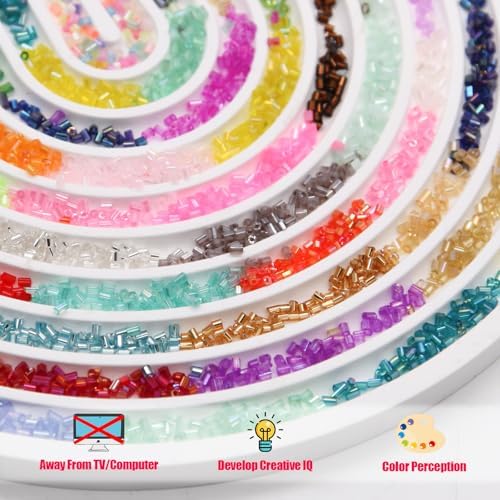 EuTengHao 19200Pcs Tube Beads Kit 3mm Glass Bugle Seed Beads for Jewelry Making Embroidery & Home Decor (32 Vibrant Colors)