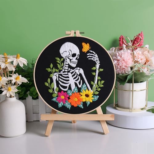 Louise Maelys 3 Set Halloween Skull Embroidery Kit for Beginners