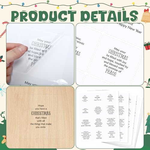 Watersay 240 Pcs Christmas Verses Stickers,Peelable for Cards Making