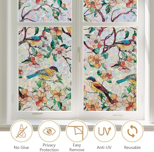 Kromapolis Window Privacy Film, Stained Glass Sticker, 35.4" x 78.7"