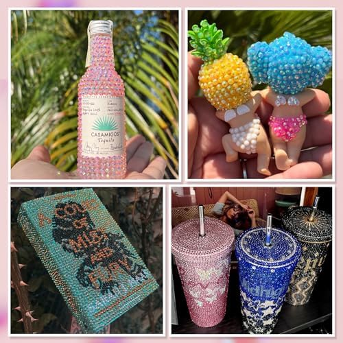 30000Pcs Nail Art Rhinestones, EARLMONI 24 Colors 3mm Flatback Rainbow Gems Resin Jelly Rhinestones Bedazzling Kit + 15ML Jewelry Glue Nail Rhinestone Picker Tool for DIY Crafts Clothes Shoes Nail Art