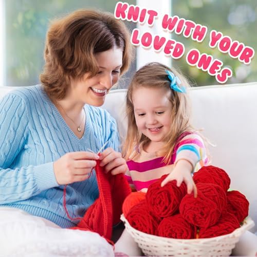 Buryeah 8 Pack Chunky Chenille Yarn for Crocheting, Red