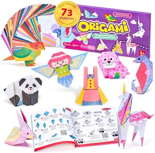 GAMENOTE Origami Kit for Kids Ages 8-12, 72 Fantasy Projects, 180 Sheets | Double-Sided Origami Paper with fantasy themes includes 168 patterned sheets, 12 solid practice sheets and video guides.
