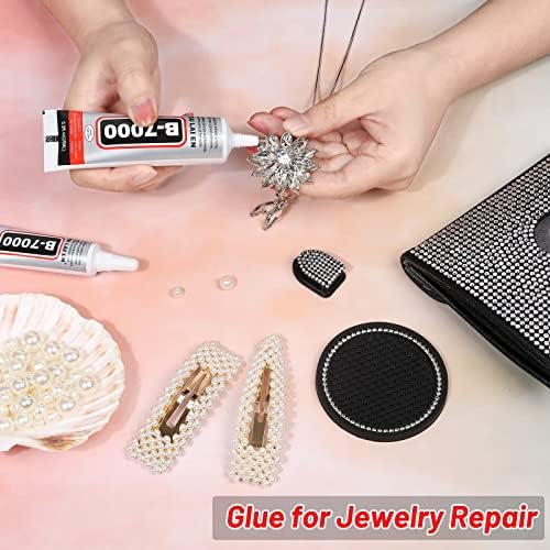 B7000 Rhinestone Glue for Jewelry Making, Clear Craft Glue with Precision Tips Dotting Pens for Metal, Stone, Nail Art, Beading, Wood, Glass - 0.5 fl oz, 3 Packs