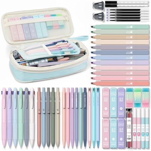 Four Candies 56PCS School Supplies with Pencil Case, Stationery Set, Blue