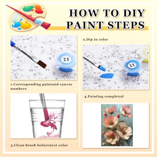 Flower Paint by Numbers Kit for Adults Floral Paint by Number Adult 16x20in | Flowers Paint by Numbers Adult for Home Wall Decor Gifts, DIY Acrylic Oil Painting Pre Drawn Canvas Stress Relief