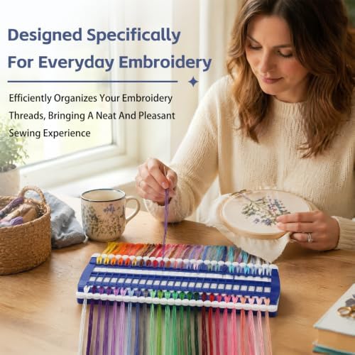 50 Position Embroidery Floss Organizer Thread Organizers with 15P Card