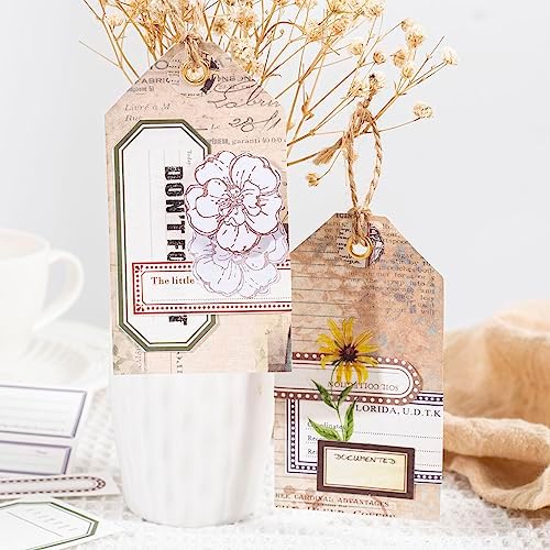 Alideco 400pcs Scrapbook Paper Vintage Minimalist Border Scrapbooking Paper for Journaling Supplies, Decorative Craft Paper for Junk Journals (biankuangxiaorizi)