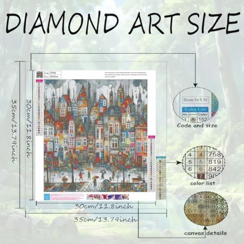 OJTOYART 5D Castle House Diamond Art Kits for Adults,Colorful Umbrella Full Round Drill Diamond Painting Kits,DIY Diamonds Dots Paint by Gem Art,Beginner Home Wall Decor 13.79 X 13.79 Inch