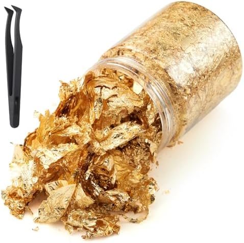 Gold Leaf Flakes for Crafts, Resin & Nails, 10g Gold Foil