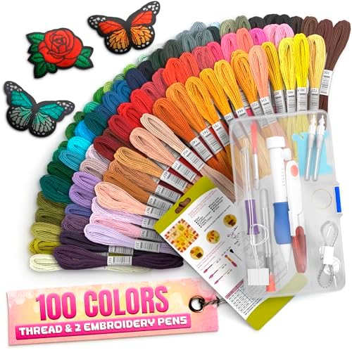 137-Piece Embroidery Kit for Beginners with 100-Color Floss