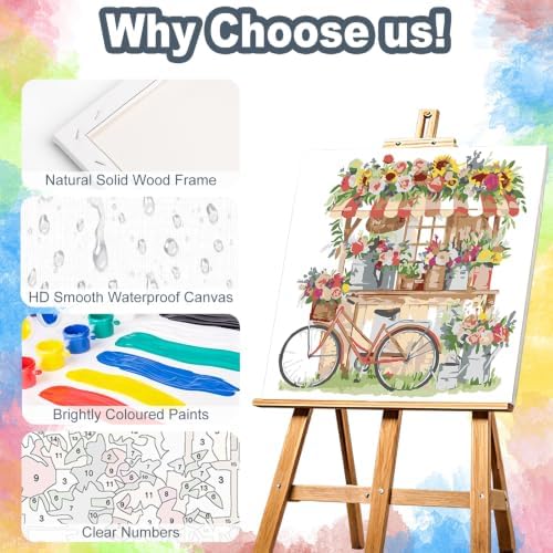 Flower Shop Framed Paint by Numbers Kit for Adults Beginner 10x10 inch