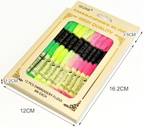Premium Rainbow Color Embroidery Floss - Cross Stitch Threads - Friendship Bracelets Floss - Crafts Floss - 12 Skeins Per Pack Embroidery Floss,Rainbow Warm-Tone Mixed Color