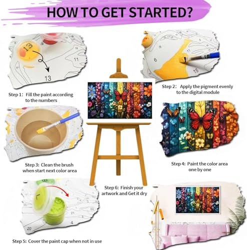 YALKIN Paint by Numbers Kit for Adults, Flower Adults'paint-by-Number Kits on Canvas, DIY Acrylic Oil Painting by Numbers Kits, Perfect for Home Decor, Gifts 28x16in