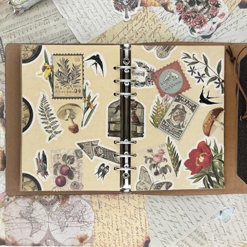 Vintage Aesthetic Scrapbook Supplies Kit with Scrapbook Paper, Stickers, Bookmarks for Scrapbooking, DIY Albums, Junk Journals, Bullet Journals, Dark Academia Aesthetic Decor (Dark2 129 Pcs)