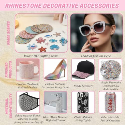 2 Boxes 60 Color 150000+Pcs Rhinestones for Bedazzling Kit 3mm