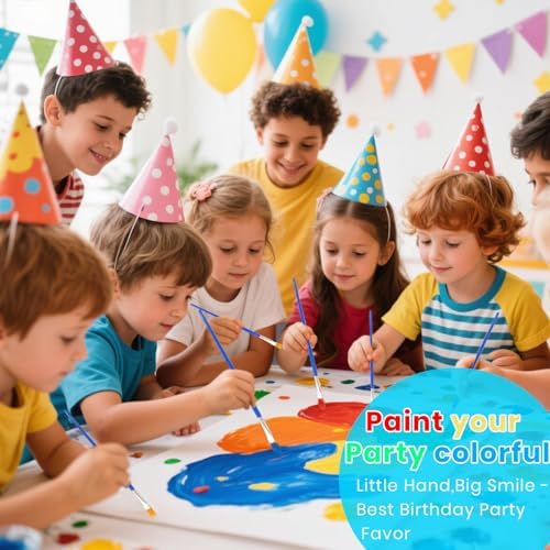 8 Pack Mini Acrylic Paint Set, 12 Colors Washable Acrylic Paint Strips with 16Pcs Painting Brushes for Kids&Adults Paint, 112 PCS Kids Painting Kit for Birthday Party Favor, Classroom, Art Gift