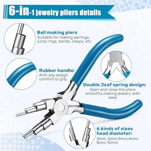 Mudder 2 Pcs Jewelry Making Tool 6 in 1 Bail Making Plier,Blue and Pink