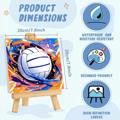 XTCIXAL Paint by Numbers Kit for Kids, Volleyball, 8X8 inch