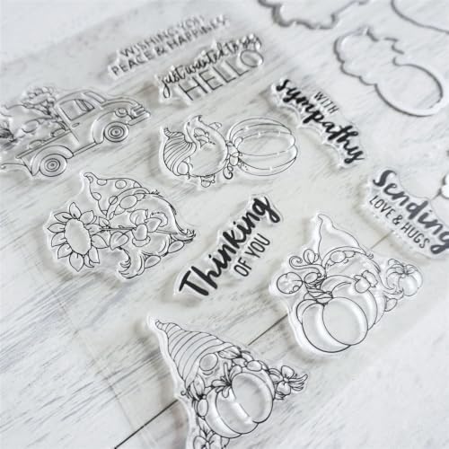 Dwarf Pumpkin Autumn Clear Stamps and Die Cuts Sets for DIY Card Making