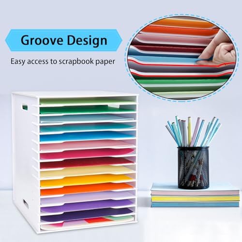 SANFURNEY 15 Tier Scrapbook Paper Organizer for 12" x 12" Paper Large Size