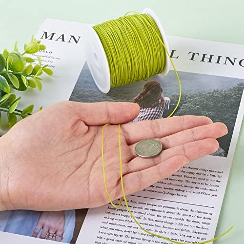100 Yards 0.8mm Braided Nylon Crafting Thread Chinese Knotting Beading String Macrame Cord Rope for Necklace Bracelet Jewelry Craft Making, GreenYellow