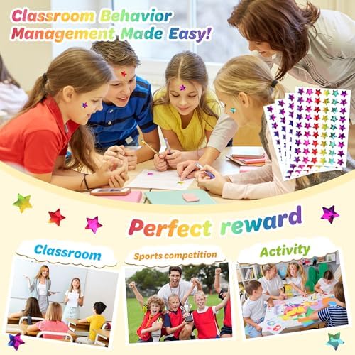 1728 PCS Star Stickers for Kids Reward, 0.6" Sparkly Holographic Stickers