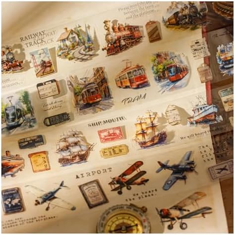 PET Tape Stickers for Scrapbooking Supplies, Ship Journal Stickers for DIY