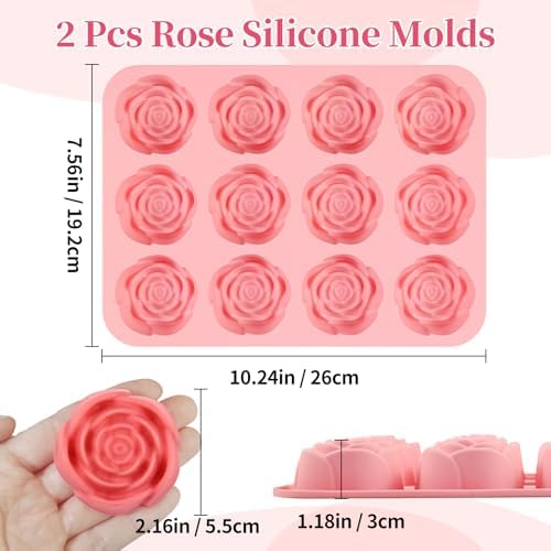 Rose Silicone Mold, 2 Pack Rose Chocolate Molds 24-Cavity
