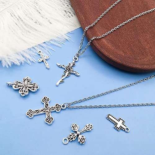 WOCRAFT 120pcs Antique Silver Cross Charms for Jewelry Making Alloy Cross Charms for DIY Crafts (SN024)